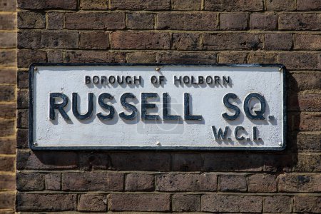 Street sign at Russell Square in London, UK.