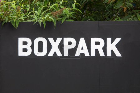Photo for London, UK - August 29th 2023: Sign at BOXPARK Shoreditch in London, UK. - Royalty Free Image
