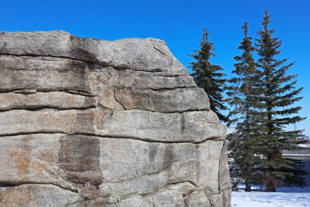 Photo for The Buffalo Rubbin Stone was deposited by a glacier 18,000 years ago in Calgary, Canada - Royalty Free Image