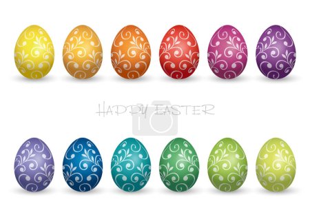 Ilustración de Conjunto de ilustración de vectores de huevo de Pascua colorido aislado sobre un fondo blanco. - Imagen libre de derechos