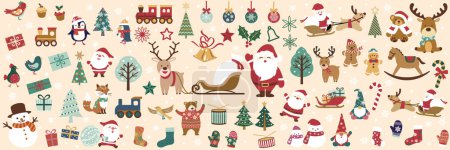 Illustration for Christmas Design Element Vector Illustration Set Isolated On A Plain Background. - Royalty Free Image