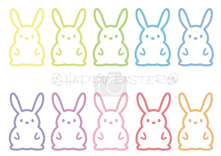 Ilustración de Conejo de Pascua mascota vector colorido contorno ilustración conjunto aislado sobre un fondo blanco. - Imagen libre de derechos
