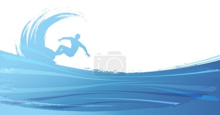 Téléchargez les illustrations : Illustration de fond de silhouette de surf vectoriel. - en licence libre de droit