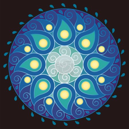Ilustración de Diseño colorido del patrón de Rangoli para Diwali aislado sobre un fondo blanco. - Imagen libre de derechos