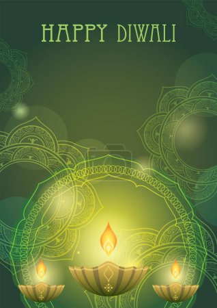 Glückliche Diwali Vector Hintergrundillustration mit Text-Leerzeichen. 