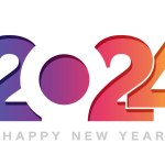 The Year 2024 New Year Greeting Symbol Logo. Vector Illustration Isolated On A White Background.