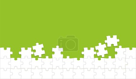 Ilustración de Vector blanco Jigsaw Puzzle fondo con un espacio de texto sobre un fondo verde. - Imagen libre de derechos