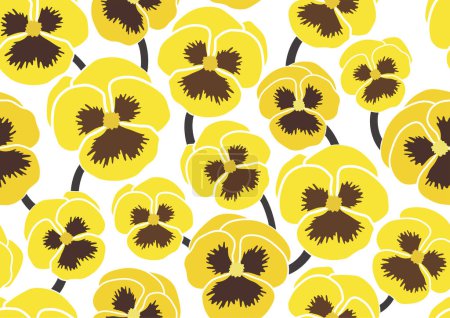 Illustration for Seamless Yellow Heartsease Floral Pattern Vector Illustration Isolated On A White Background. Horizontally And Vertically Repeatable. - Royalty Free Image