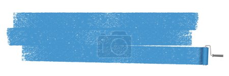 Vector Blue Roller Painting Illustration With Grunge Texture Isolated On A White Background.
