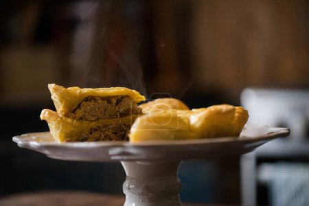 Photo for Close up food photography image of a delicious chicken pie that just came from the oven - Royalty Free Image