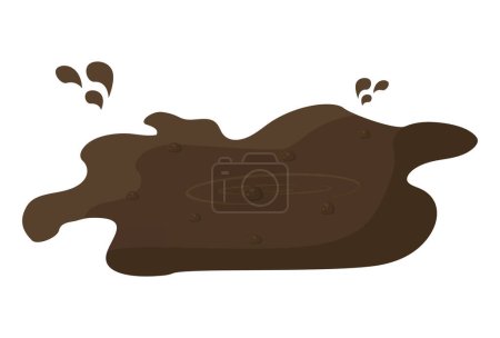 Illustration for Puddle of mud with bubbles. Brown liquid stain of swamp mud and dung as symbol of environmental waste vector pollution - Royalty Free Image