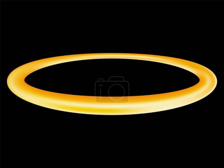 Illustration for Golden halo ring. Yellow round angel and saint symbol with glowing halo of glory and religious vector inspiration - Royalty Free Image