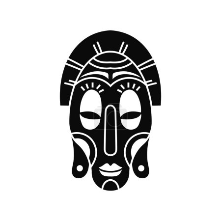 Illustration for Traditional ethnic aborigine mask. Black head of ancient aboriginal deities for religious rituals with ornament of protection from evil forces and ceremonial vector dances - Royalty Free Image