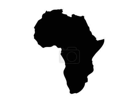 Illustration for Africa map vector black silhouette - Royalty Free Image