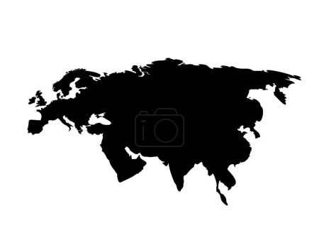 Illustration for Eurasia map vector black silhouette - Royalty Free Image