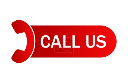 Illustration for Call us now vector red button. Concant support template for mobile number - Royalty Free Image