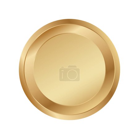 Illustration for Golden circle ring vector. Realistic gold round disk - Royalty Free Image