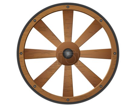 Téléchargez les illustrations : Vecteur de roue ronde en bois 3d réaliste - en licence libre de droit