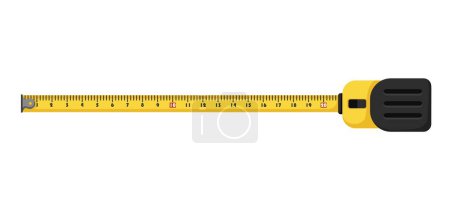 Illustration for Tape measure. Construction roulette with flexible scale ruler for home and industrial repairs with accurate vector distance measurement - Royalty Free Image