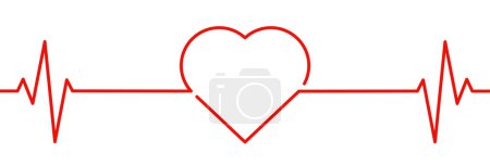 Illustration for Heart heartbeat cardiogram seamless line vector - Royalty Free Image