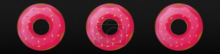 Illustration for Donut 3d vector realistic doughnut set. Sweet desert vector - Royalty Free Image