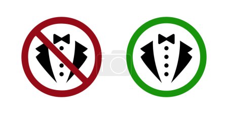 Hombre traje de esmoquin prohibición prohibir icono. Código de vestimenta no permitido
