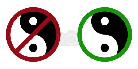 Ilustración de Equilibrio prohibición prohibir icono. No se permite ying yang cruzado círculo - Imagen libre de derechos