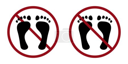 bare foot ban prohibit icon. Not allowed barefoot stand. Forbidden step here