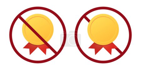 Ilustración de Prohibición de la medalla prohibir icono. No se permiten recompensas. Certificación prohibida - Imagen libre de derechos