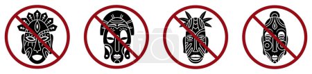 mask ban prohibit icon. Not allowed costume . Forbidden to hide and mask