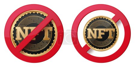 Illustration for Digital currency ban prohibit icon. Not allowed nft and crypto . Forbidden nft - Royalty Free Image