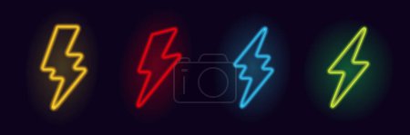 Logo vectoriel créatif néon doté d'un boulon d'alimentation et d'un flash énergétique