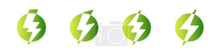 Grünes Ökoenergie-Vektor-Logo von Thunder Energy und Blitz-Bolzen-Symbol