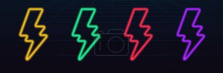 Neon Energy Flash und Thunderbolt Dynamic Vector Icon