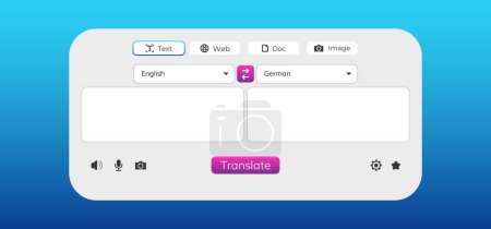 Online-Übersetzung App-Interface-Design. Web-Übersetzer-Fenster