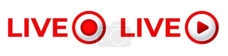 Ilustración de Difusión logotipo de vídeo rojo. Icono de transmisión en vivo online. - Imagen libre de derechos