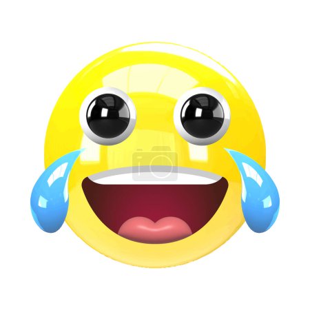 Photo for Laughing emoji, funny to tears emoticon 3D stylized vector icon - Royalty Free Image
