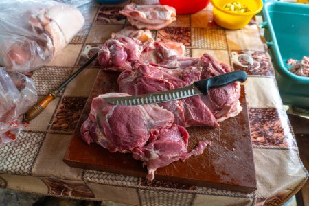 Photo for Fresh butcher cut meat pork - Royalty Free Image