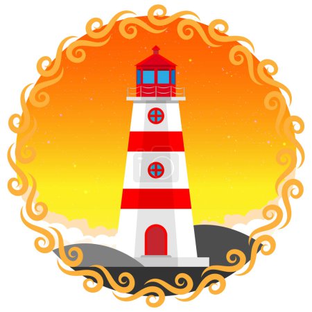 Illustration for Lighthouse tower with a ray of light illustration vector - Royalty Free Image