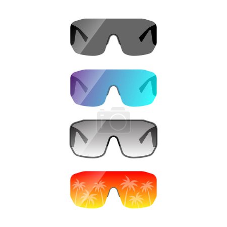 Ilustración de Set gafas de sol deporte playa ilustración vector - Imagen libre de derechos