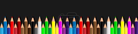 Crayons de couleur Crayons en rangée. Ligne d'onde faite par des pointes de crayon. Ensemble de crayons pour illustrations, art, étude. Prêt pour l'école illustration vectorielle de retour à l'école