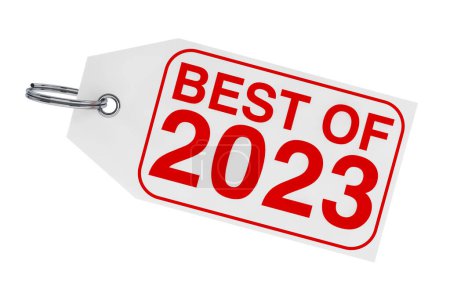Téléchargez les photos : Meilleur de 2023 Tag Nouvel An sur un fond blanc. Rendu 3d - en image libre de droit