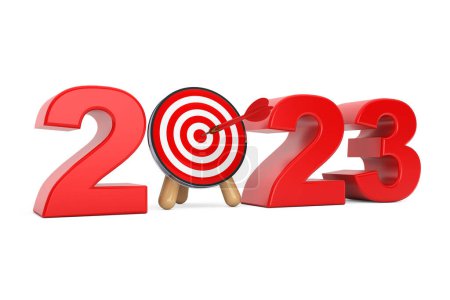 Photo for Darts Target as 2023 year Sign on a white background. 3d Rendering - Royalty Free Image