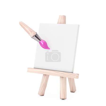 Photo for Artist Paintbrush with Easel Icon on a white background. 3d Rendering - Royalty Free Image