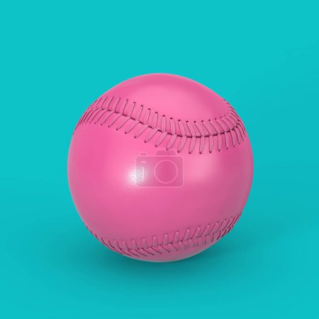 Téléchargez les photos : Balle de baseball rose dans le style Duotone sur fond bleu. Rendu 3d - en image libre de droit