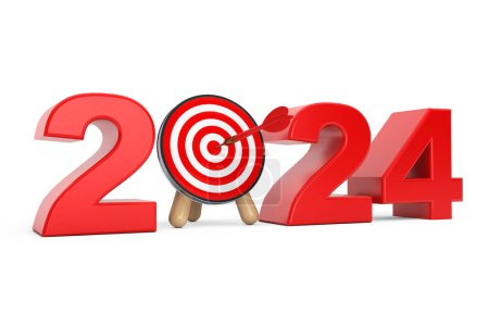 Photo for Darts Target as 2024 year Sign on a white background. 3d Rendering - Royalty Free Image