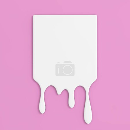 Photo for Blank White Paint Dripping Rectangular Icon on a pink background. 3d Rendering - Royalty Free Image