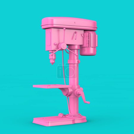 Foto de Máquina de perforación vertical rosa del taladro del banco en estilo duotono sobre un fondo azul. Renderizado 3d - Imagen libre de derechos