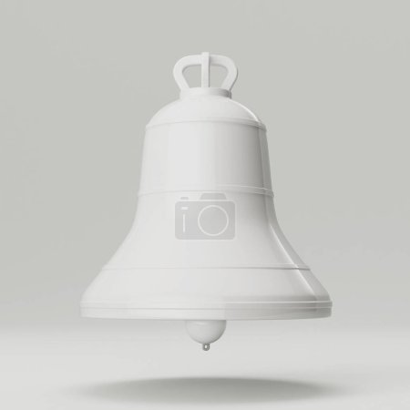 Photo for Ancient Monastery White Big Bell in Clay Duotone Style on a white background. 3d Rendering - Royalty Free Image