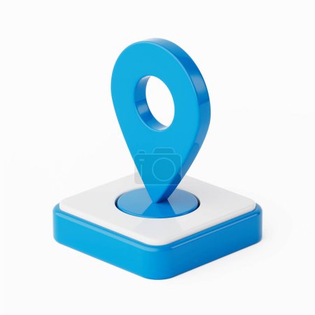 Téléchargez les photos : Blue Map Pointer Pin Icône Isolé sur un fond blanc. Rendu 3d - en image libre de droit